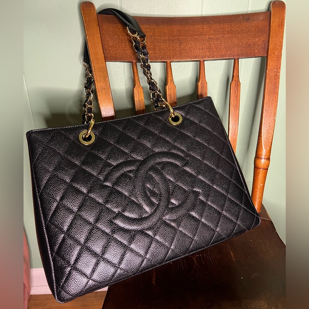 Chanel Grand Shopping Tote Black Caviar Calfskin Gold Hardware Bag